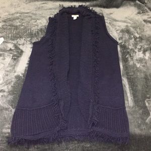 Chico’s long frayed tunic vest